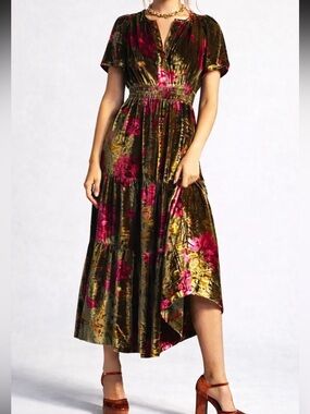 bhanuni by jyoti ronika maxi dress NWT ANTHROPOLOGIE X BHANUNI BY JYOTI Sz 0 FLORAL CONTRAST RONIKA MAXI DRESS